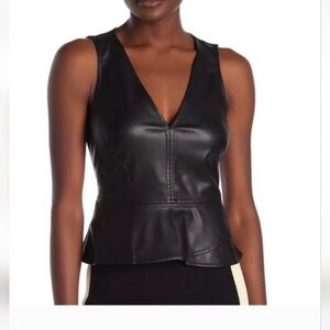 RACHEL ROY Bruna Faux Leather Crop Top Black. Size small NWT